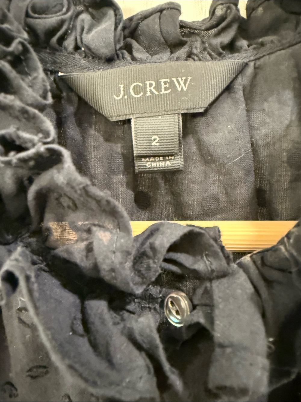 J. Crew Black Ruffle Swiss Dot Sleeveless Top - Picture 3 of 5